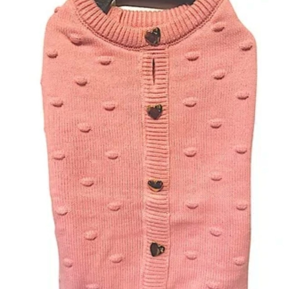 Dog Sweater, Pink with Gold Heart Buttons, NWOT, by Shabby Chic, Sz Medium